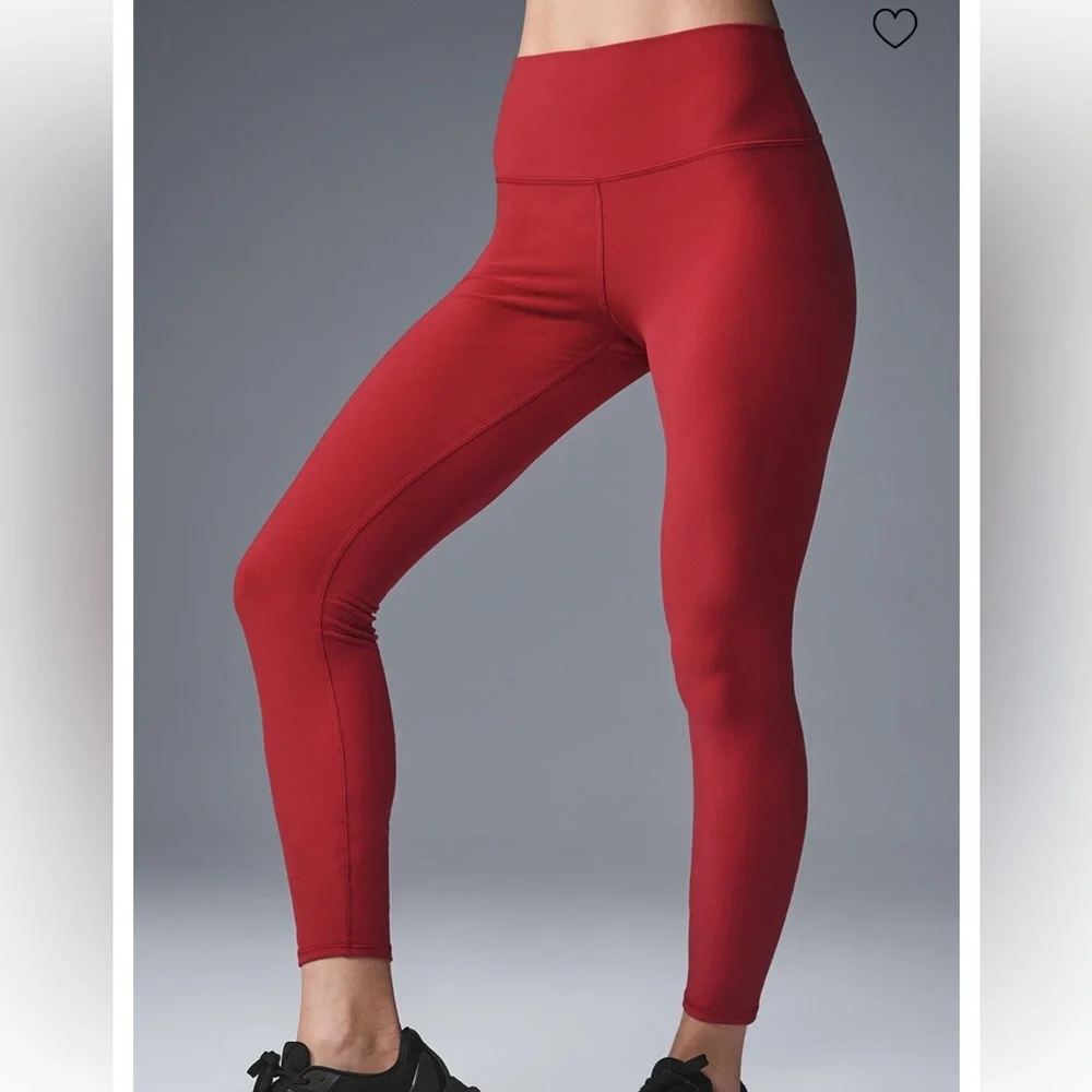 NWT Alo Bold Red Alosoft Leggings High Waisted 7/8 Pants Yoga Workout Brand New